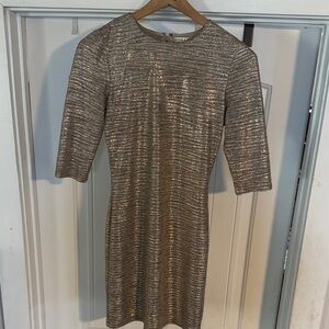 Alice + Olivia Metallic Long Sleeve Dress